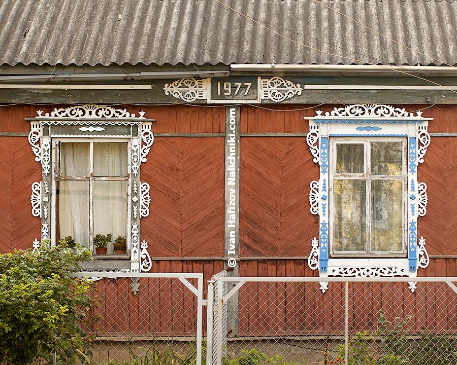 Ornate wooden frames (Nalichniki) in Maloyaroslavets of Kaluga region