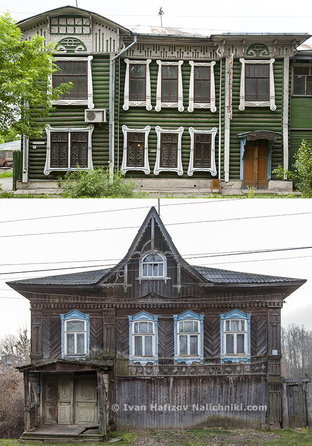 Два деревянных дома — в стиле модерн и нет.