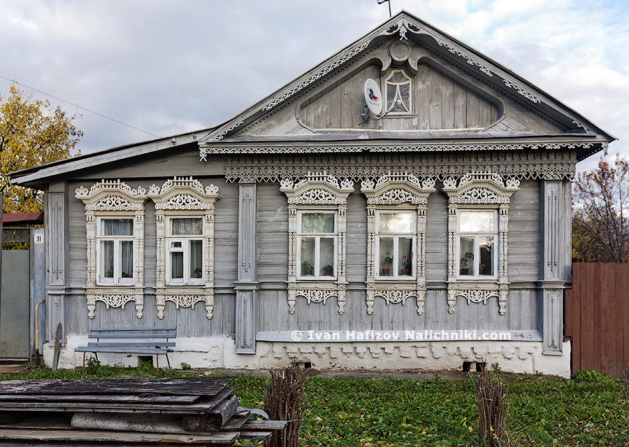 A carved wooden house