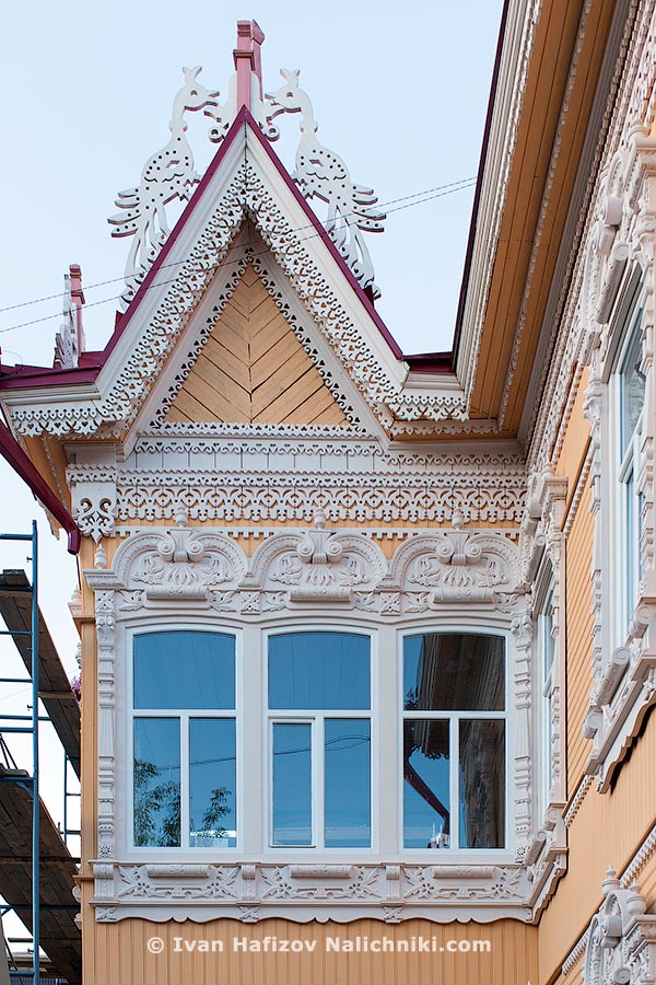 A part of famous wooden house in Tomsk city, 